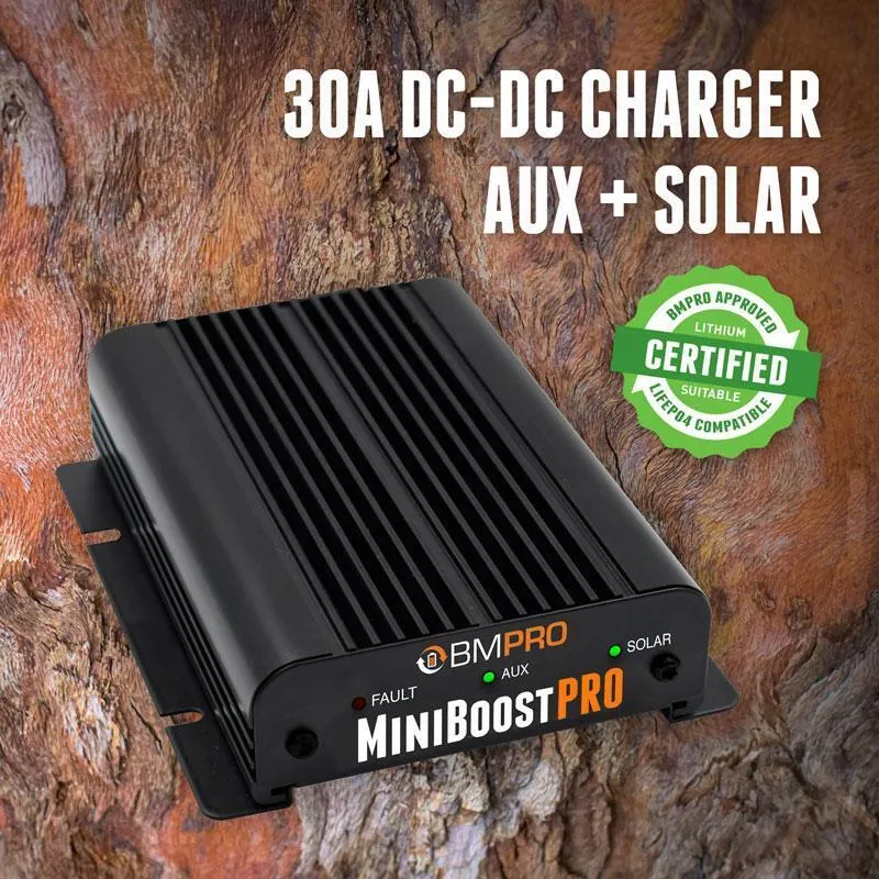 BMPRO MiniBoostPRO 30A Lithium DC–DC Charger With Solar Input