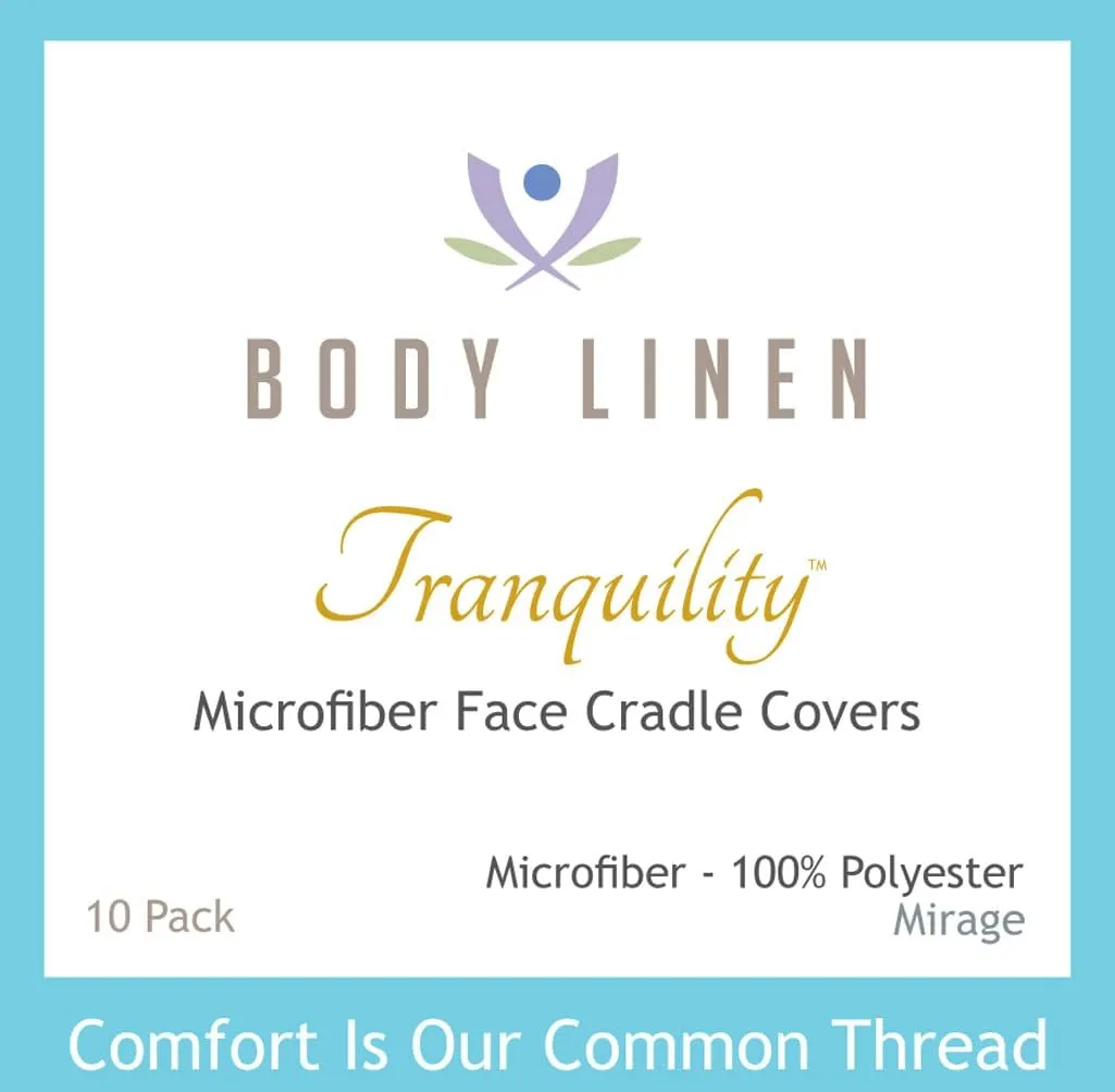 Body Linen Tranquility Microfiber Massage Face Rest Covers for Massage Tables and Chairs - Durable, Lightweight and Extra Soft Microfiber Face Cradle Covers - 10 Pack Mirage Gray