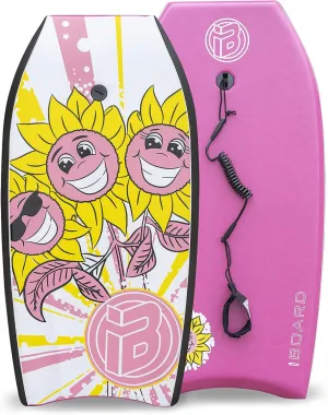 Bodyboard with Wrist Leash Lightweight Body Board for Adults with EPS Core 41 Inch Choose Color, PINK