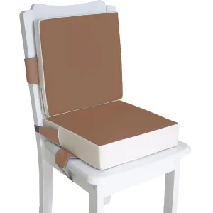 Booster Seat for Dining Table, PU Anti-Scratch Easy Cleaning Kids Toddler Booster Seat for Table, Portable Travel Increasing Cushion for Chair - Brown