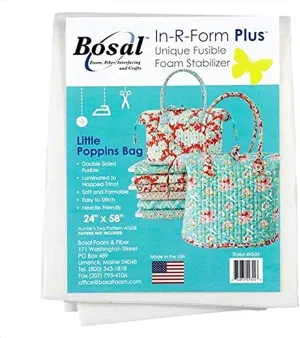 Bosal in-R-Form Plus Unique Fusible Foam Stabilizer 24 Inches by 58 Inches for Aunties Two Little Poppins Bag Pattern (Onе Paсk)