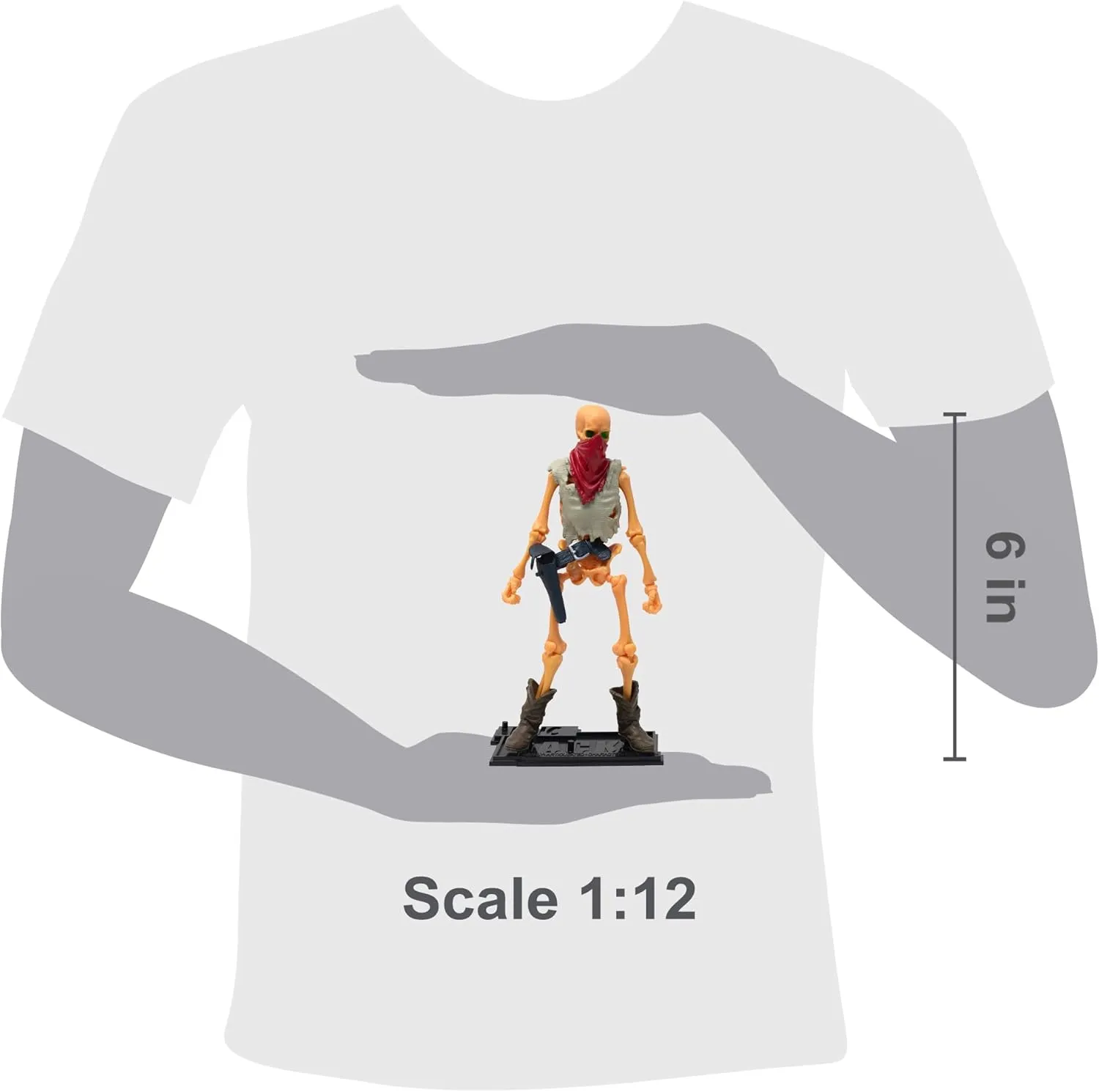 Boss Fight Studio Epic H.A.C.K.S. Outlaw Skeleton Action Figure – Highly Articulated Collectible Figurine and Accessories – Pistol, Shotgun, Rifle Sling, Rope, Alternate Hands & Head, and Stand – 1:12
