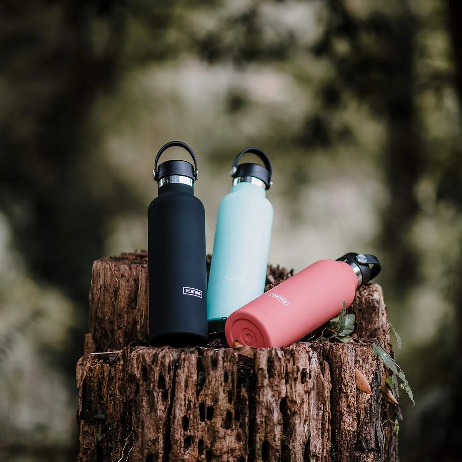 Bottle Thermos Cap Double Wall Handle for Hot and Cold Stainless Steel Coral Design 750 ml BPA Free, 18/8