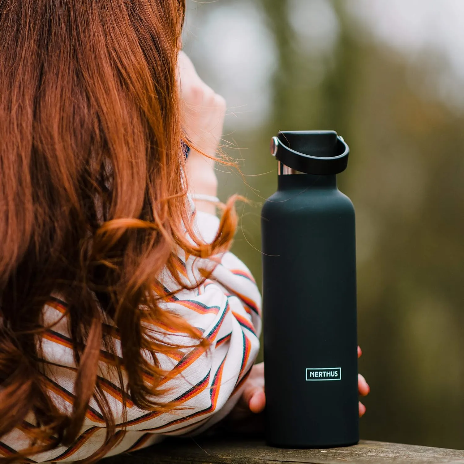 Bottle Thermos Cap Double Wall Handle for Hot and Cold Stainless Steel Coral Design 750 ml BPA Free, 18/8