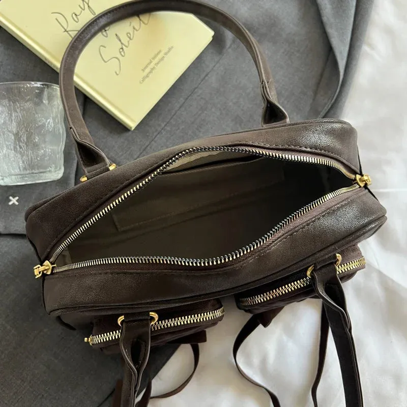 Bow Design Double Pockets Baguette Bag