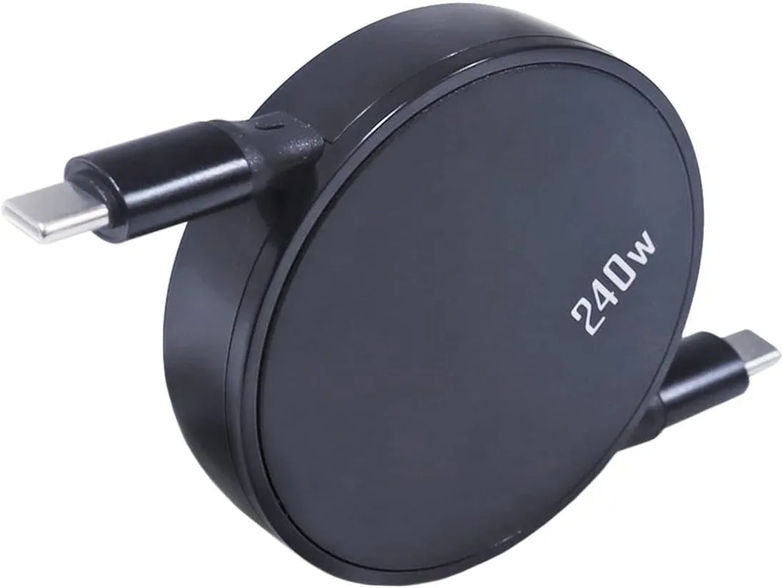 BoxWave Cable Compatible with Exped Mega Pump - PD miniSync (240W), Retractable PD 240W Portable USB Type-C Cable - Jet Black