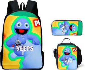 Boys Hide and Seek Backpack Pencil Case Shoulder Backpack Set Perfect for Casual Daypacks (C10,3PCS)