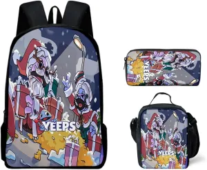 Boys Hide and Seek Backpack Pencil Case Shoulder Backpack Set Perfect for Casual Daypacks (C12,3PCS)