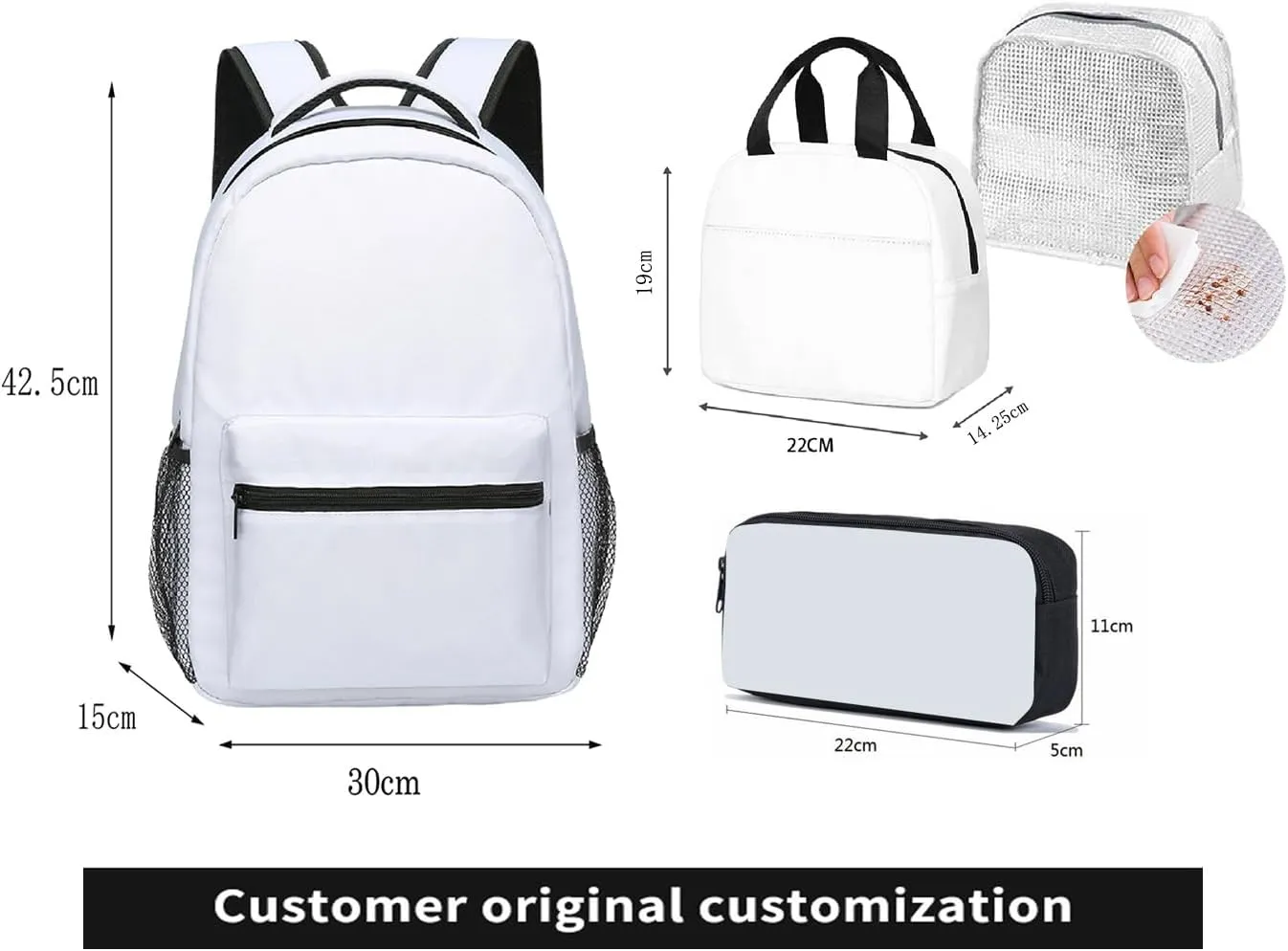 Boys Tungtungtung Backpack Lunch Bag Pencil Case 3PCS Set Kids Tung 3D Figure Printed Backpack (C14,3pcs)