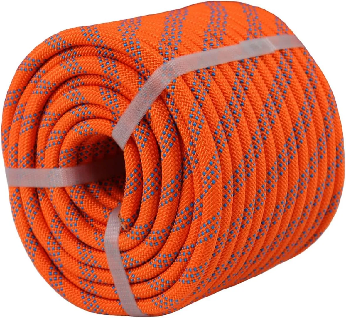 Braided Polyester Arborist Rigging Rope (3/8 inch X 100 feet) High Strength Outdoor Rope for Tree Climbing Hiking Camping Swing, Orange/Blue
