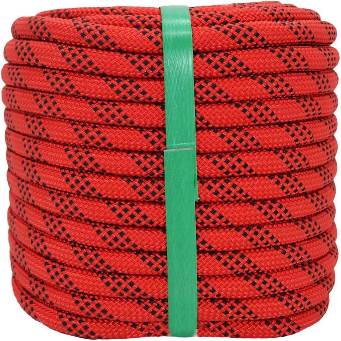 Braided Polyester Arborist Rigging Rope (3/8 inch X 100 feet) High Strength Outdoor Rope for Tree Climbing Hiking Camping Swing, Red