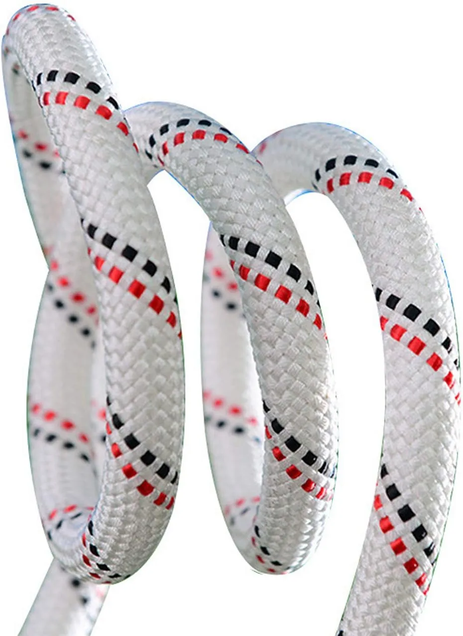 Braided Polyester Arborist Rigging Rope (3/8 inch X 100 feet) High Strength Outdoor Rope for Tree Climbing Hiking Camping Swing, White