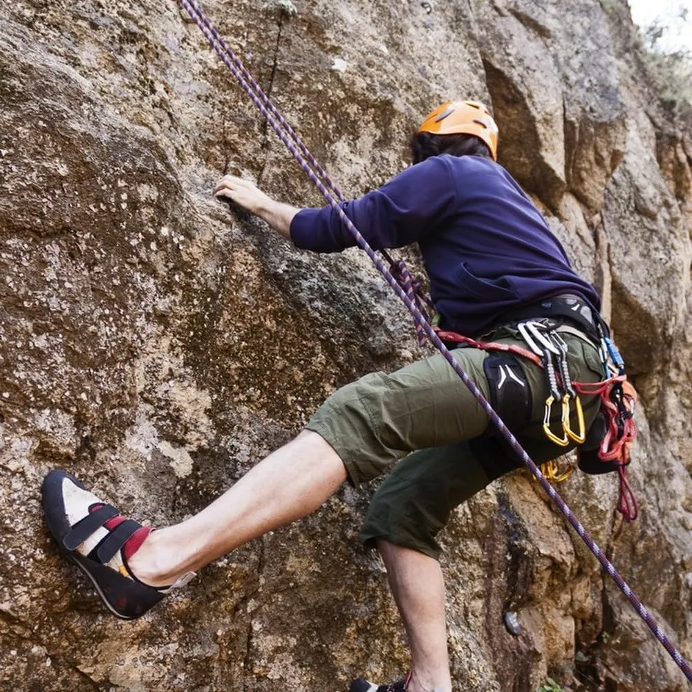 Braided Polyester Arborist Rigging Rope (3/8 inch X 150 feet) High Strength Outdoor Rope for Rock Climbing Hiking Camping Swing, Purple/Green/Orange