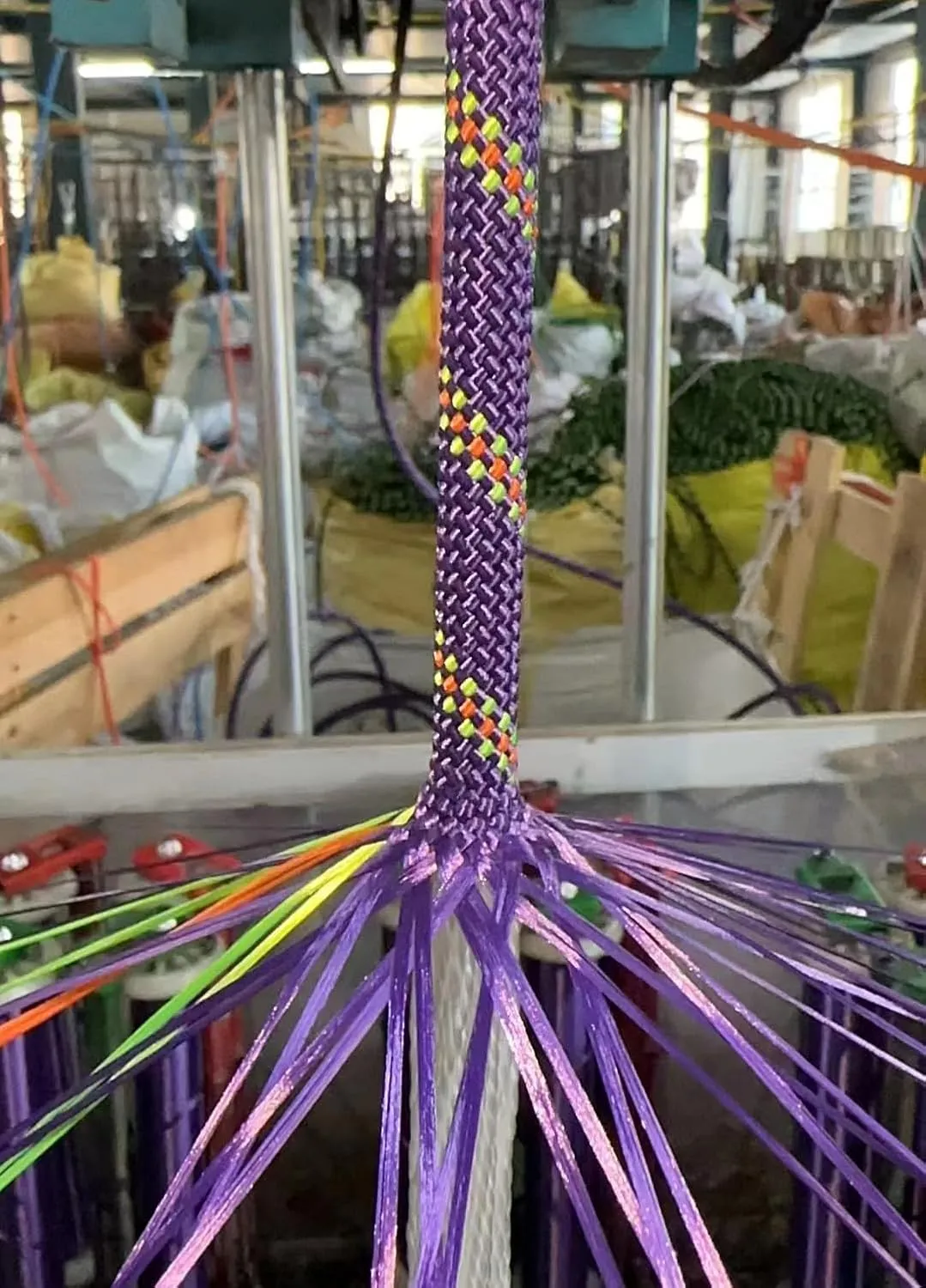 Braided Polyester Arborist Rigging Rope (3/8 inch X 150 feet) High Strength Outdoor Rope for Rock Climbing Hiking Camping Swing, Purple/Green/Orange