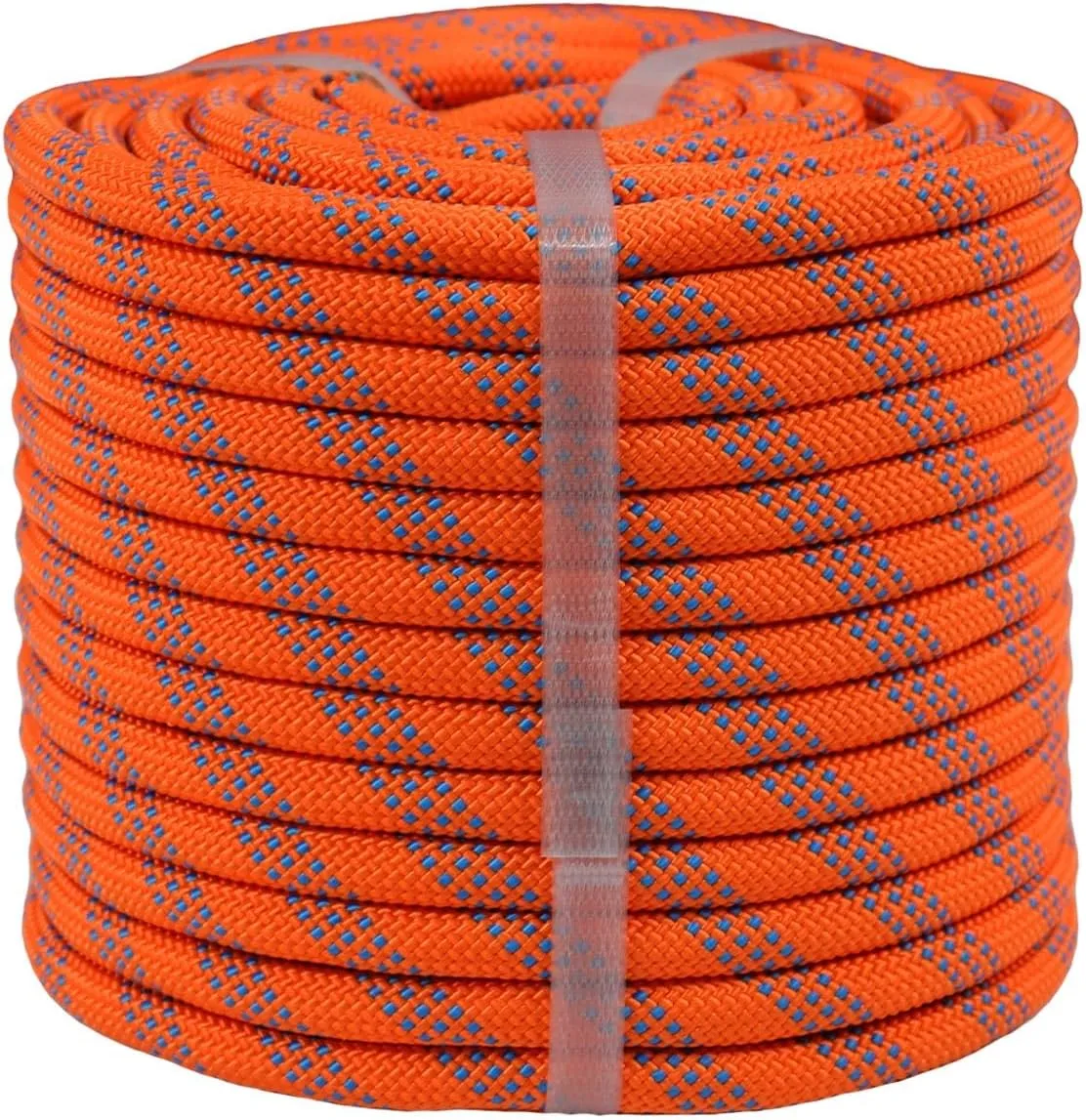 Braided Polyester Arborist Rigging Rope (3/8 inch X 150 feet) High Strength Outdoor Rope for Tree Climbing Hiking Camping Swing, Orange/Blue
