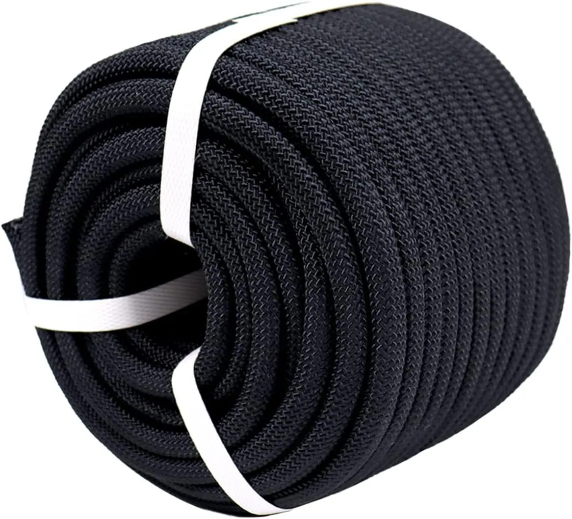 Braided Polyester Arborist Rigging Rope (3/8 inch X 200 feet) High Strength Outdoor Rope for Tree Climbing Hiking Camping Swing, Black