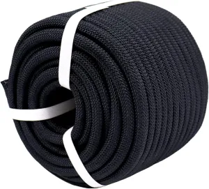 Braided Polyester Arborist Rigging Rope (3/8 inch X 200 feet) High Strength Outdoor Rope for Tree Climbing Hiking Camping Swing, Black