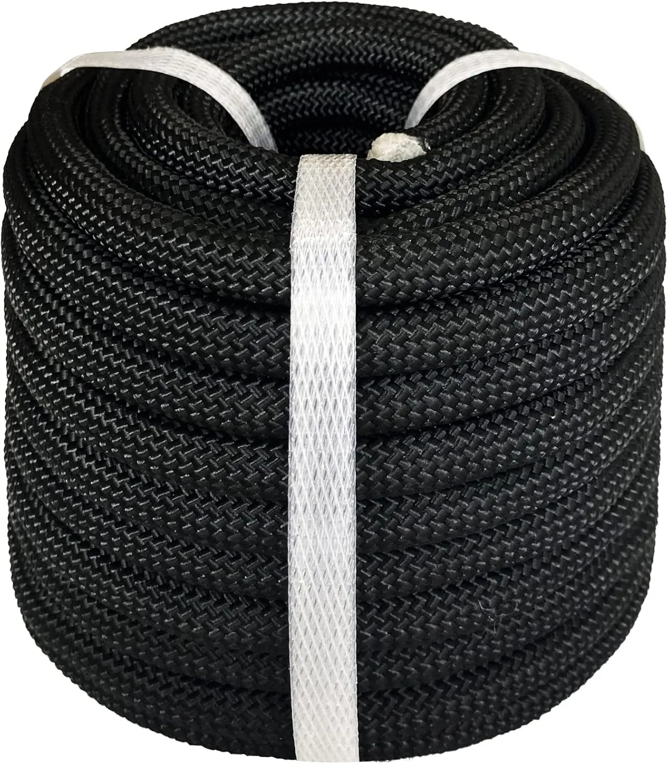 Braided Polyester Arborist Rope 1/2 inch x 50 feet Low Stretch Black Rope - High UV and Abrasion Resistance, Heavy Duty Rope for Pulling Camping Sailing Climbing Swing Tree Work