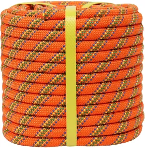 Braided Polyester Arborist Rope (3/8 inch X 150 feet) High Strength Outdoor Rope for Rock Climbing Hiking Camping Swing, Orange/Blue/Green
