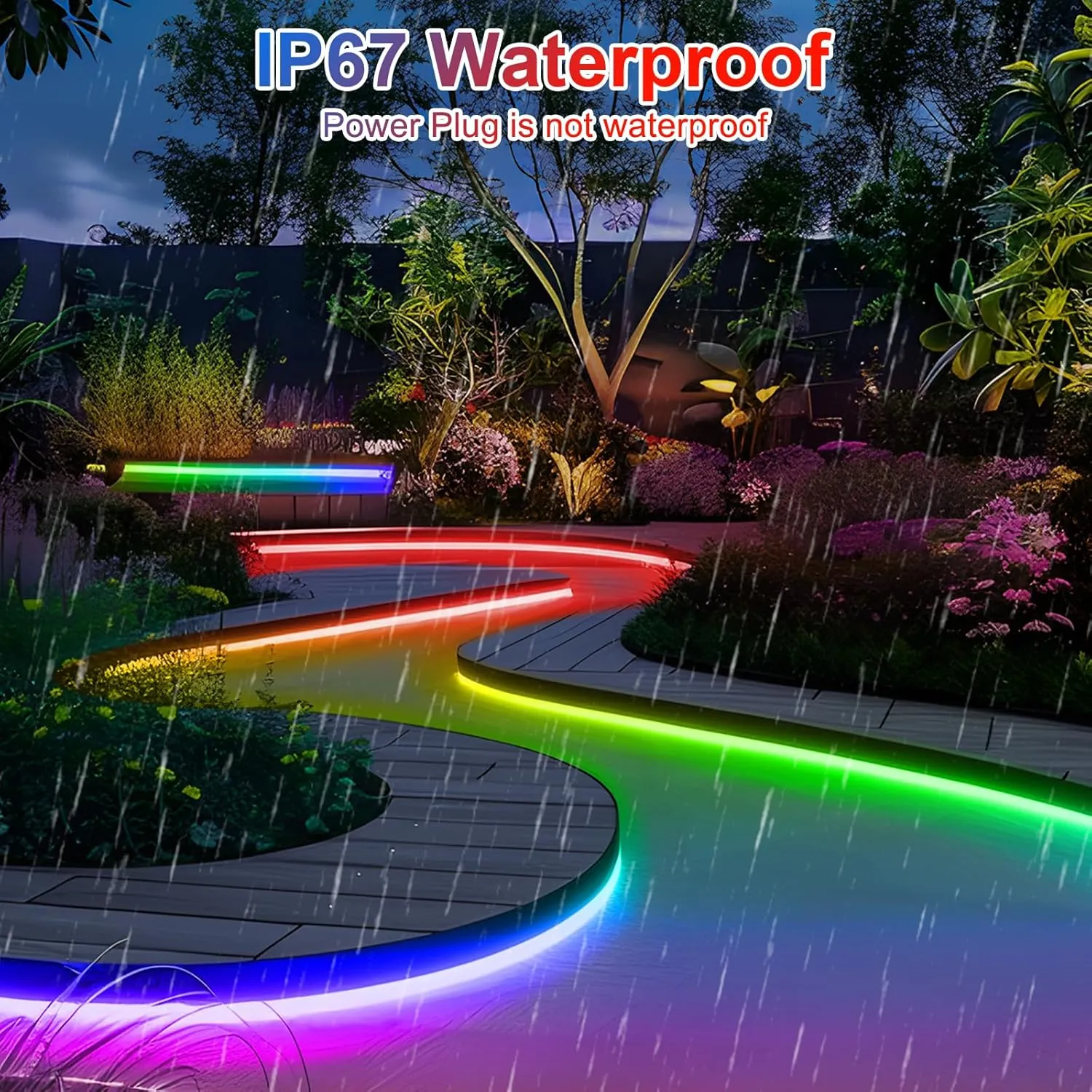 Brillihood RGB Neon Rope Light, Flexible 120V LED Neon Light Strip, SMD5050 80LEDs/M Outdoor Waterproof Neon Lighting with RF Remote & 2M Controller Plug for Home Building Commercial Decor, 20M/65.6Ft