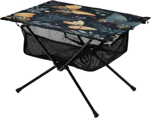 Butterflies with Leaves Portable Folding Camping Table, Compact Lightweight Beach Table with Carrying Bag for Outdoor Picnics, BBQs, Camp
