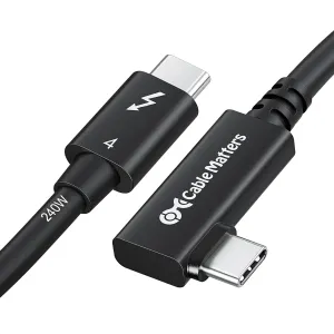 Cable Matters 40Gbps Right Angle Thunderbolt 4 Cable 2.6ft with 8K Video and 240W Charging - 0.8m, Thunderbolt 4 Cable 90 Degree, Compatible with USB 4, Thunderbolt3/5 and USB-C