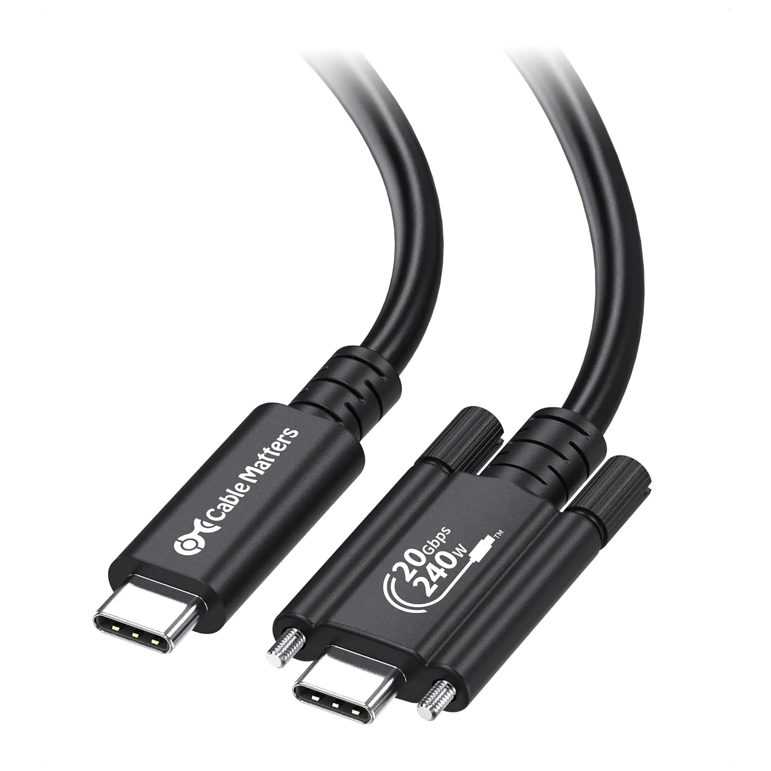Cable Matters [USB-IF Certified] 20Gbps USB4 Cable with Side Screw Lock 6.6ft, Up to [8K@30Hz / 4K@120Hz Video, 240W Charging, 20Gbps Data Transfer] USB C Cable with Screw Lock/USB C Locking Cable
