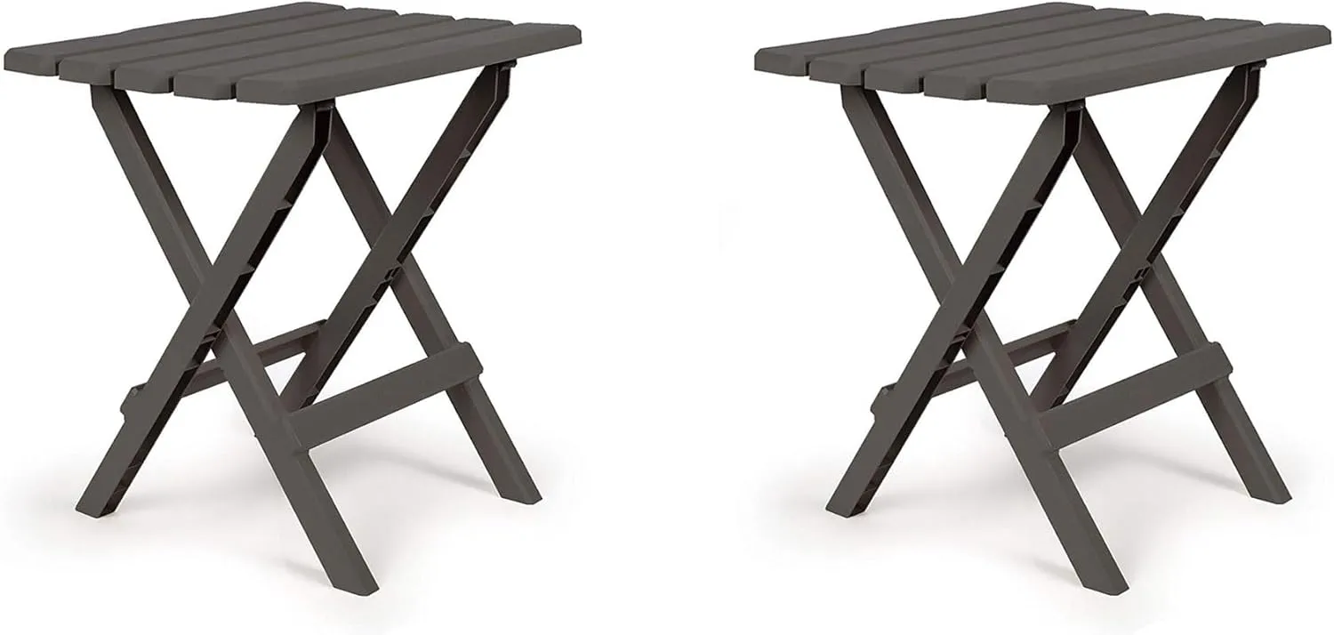 Camco Large Adirondack Weatherproof, Portable and Folding Furniture Table Ideal for Beach, Camping, Picnics, Cookouts, and More, Charcoal (2 Pack)