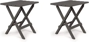 Camco Large Adirondack Weatherproof, Portable and Folding Furniture Table Ideal for Beach, Camping, Picnics, Cookouts, and More, Charcoal (2 Pack)