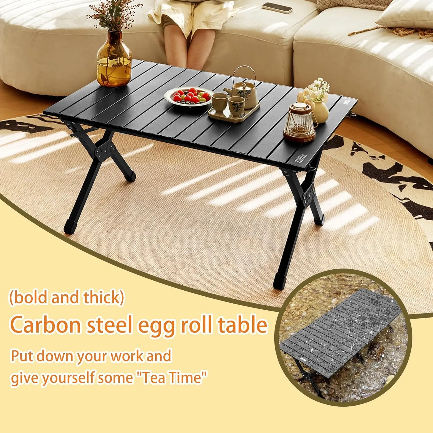 Camp Table Folding Picnic Table Camping Table Folding Camping Table Folding Design Portable One-Pack Storage Suitable for Camping Balconies and Other Scenes (Installation Required)