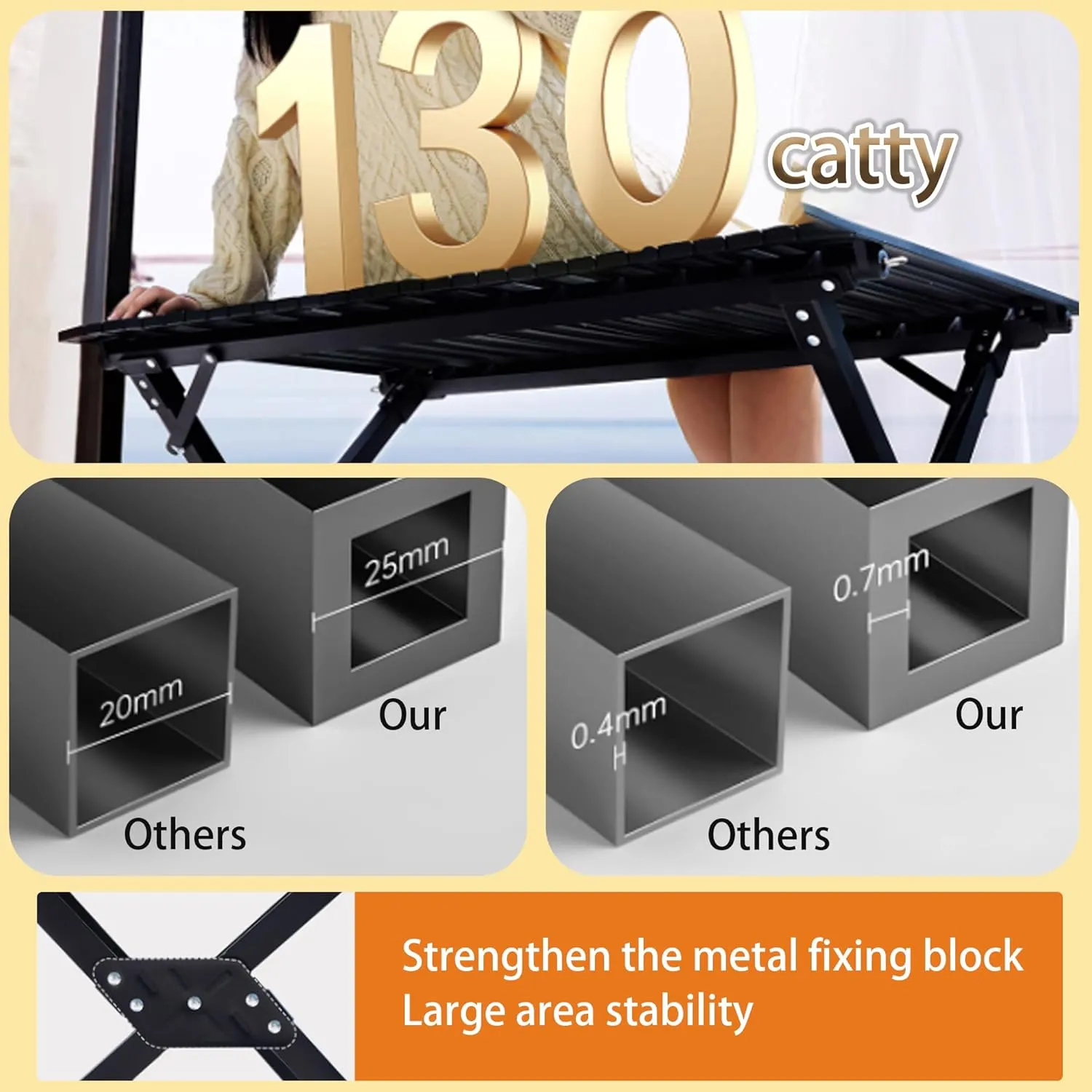 Camp Table Folding Picnic Table Camping Table Folding Camping Table Folding Design Portable One-Pack Storage Suitable for Camping Balconies and Other Scenes (Installation Required)