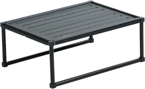 Camp Table Portable Folding Picnic Table, Lightweight Aluminum Camping Table, Outdoor Travel Furniture with Non-Slip Feet (Black)