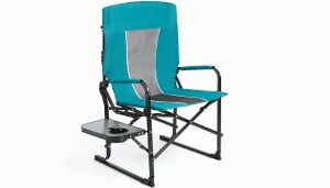 Camping Directors Chair, Heavy Duty,Oversized Portable Folding Chair with Side Table, Pocket for Beach, Fishing,Trip,Picnic (Blue)