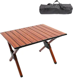 Camping Foldable Table Outdoor Portable Aluminum Alloy Lightweight Roll Up Table Hiking Picnic Beach Roll Top Desk with Carry Bag,S(Length57.5cm)