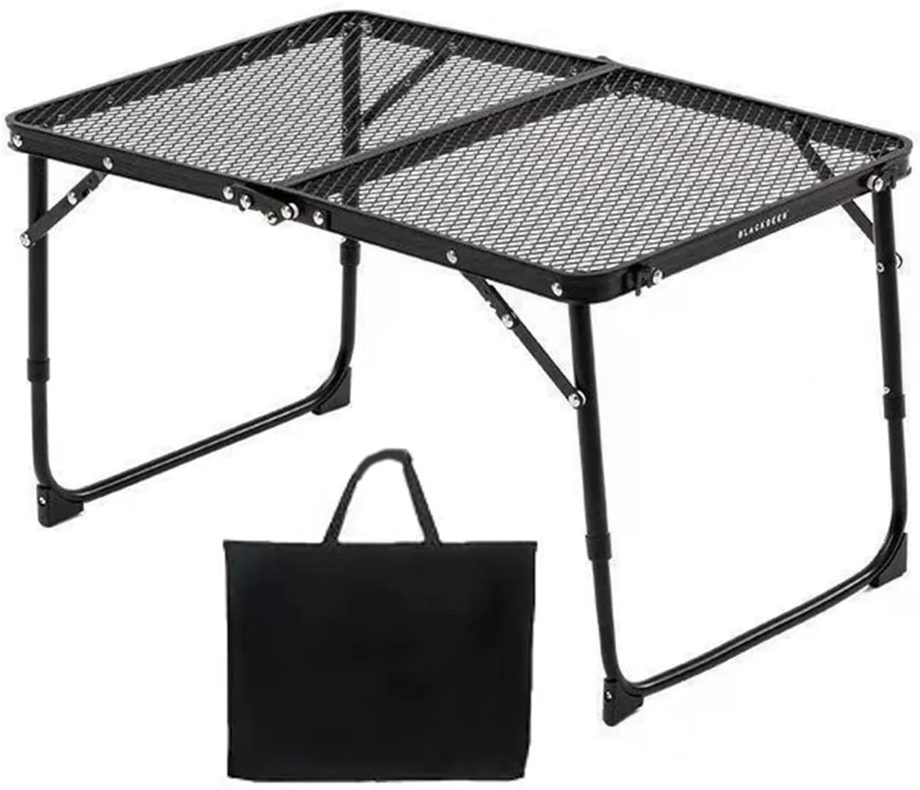Camping Folding Table Grill Table Mesh Metal Folding Table Lightweight Height Adjustable Heavy Duty Metal Grill Table Multifunction Folding Table for Outdoor Hiking Picnic BBQ Portable Table