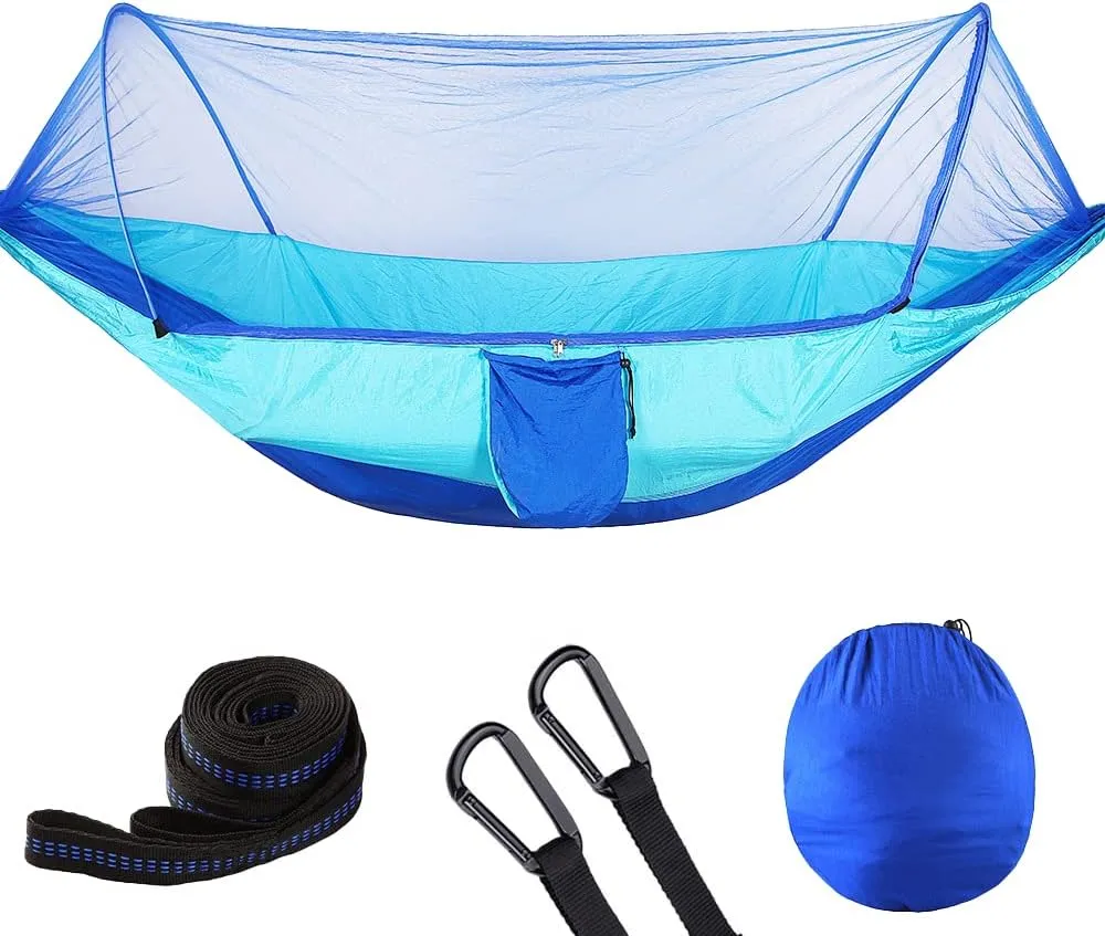 Camping Hammock with Mosquito Net, Portable Hammock Single & Double with Tree Straps, for Backpacking Hiking Travel Outdoor