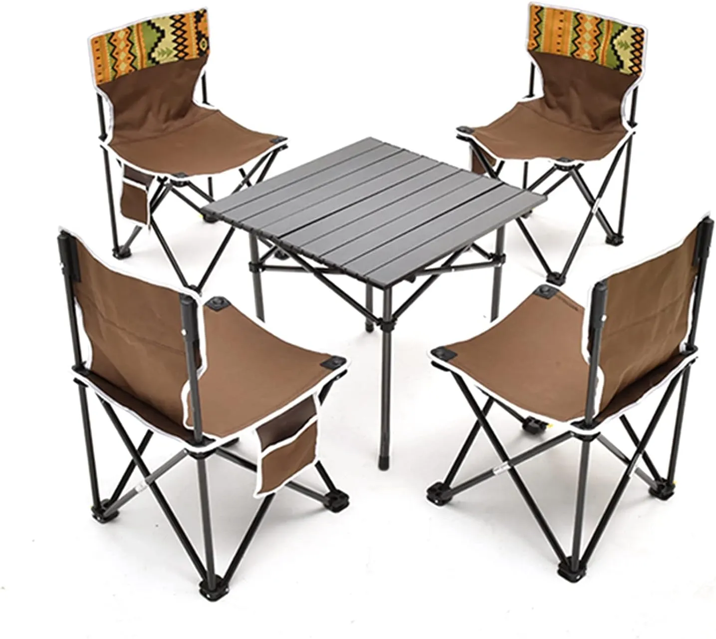 Camping Table Chairs Folding and Lightweight Outdoor Picnic Table Set, Aluminum Patio Table, Suitable for Barbecue, Fishing, Beach, Car