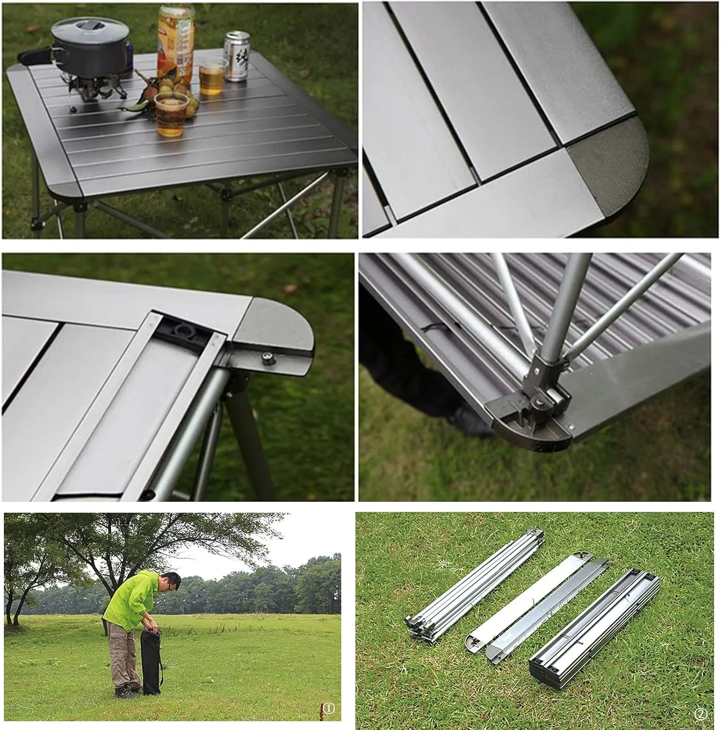 Camping Table Chairs Portable Folding Table Set, Outdoor Aluminum Alloy Can Lift Picnic Table, Portable Table with Carrying Bag (Color : Package 4)