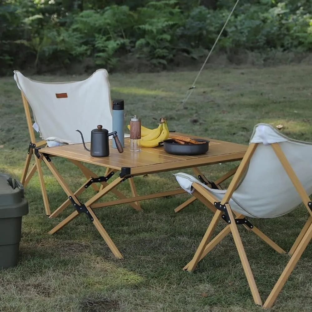 Camping Table, Fold up Lightweight Camping Table, 4-6 Person Portable Roll up Aluminum Table with Carry Bag for Outdoor (Gray : C)
