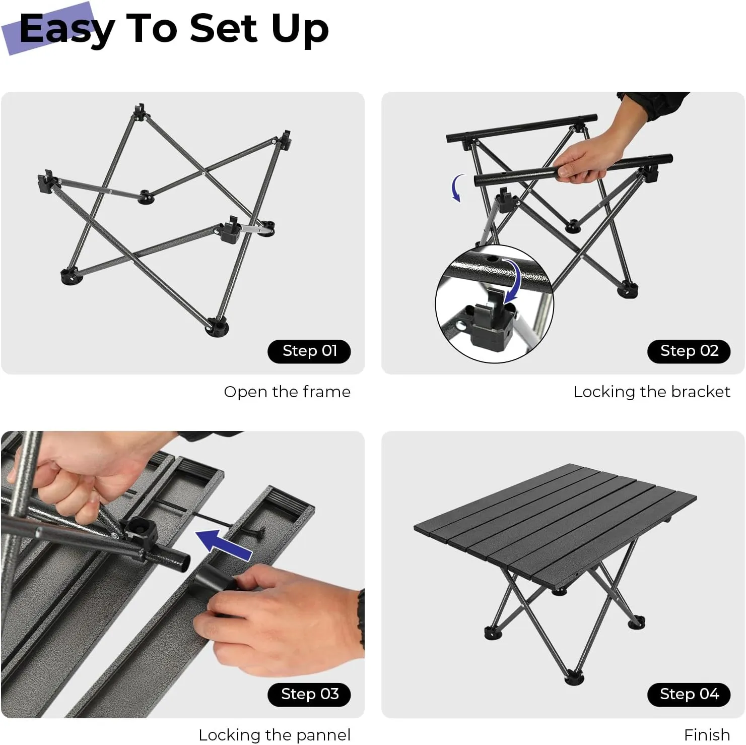 Camping Table Folding Compact Table, Portable Ultralight Aluminum Lightweight Foldable Camp Table with Carry Bag for Outdoor Cooking, Beach, Picnic, Hiking, BBQ, Travel, Boat, Black