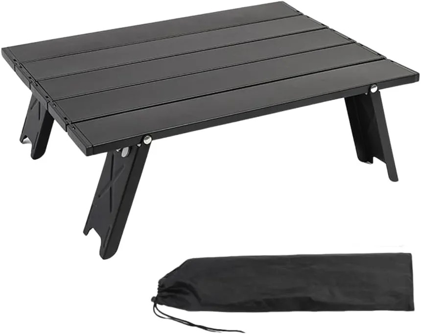Camping Table Folding Portable Small Camp Side Table with Carry Bag Aluminum Lightweight Foldable Table for Fishing Beach Outdoor Hiking Picnics