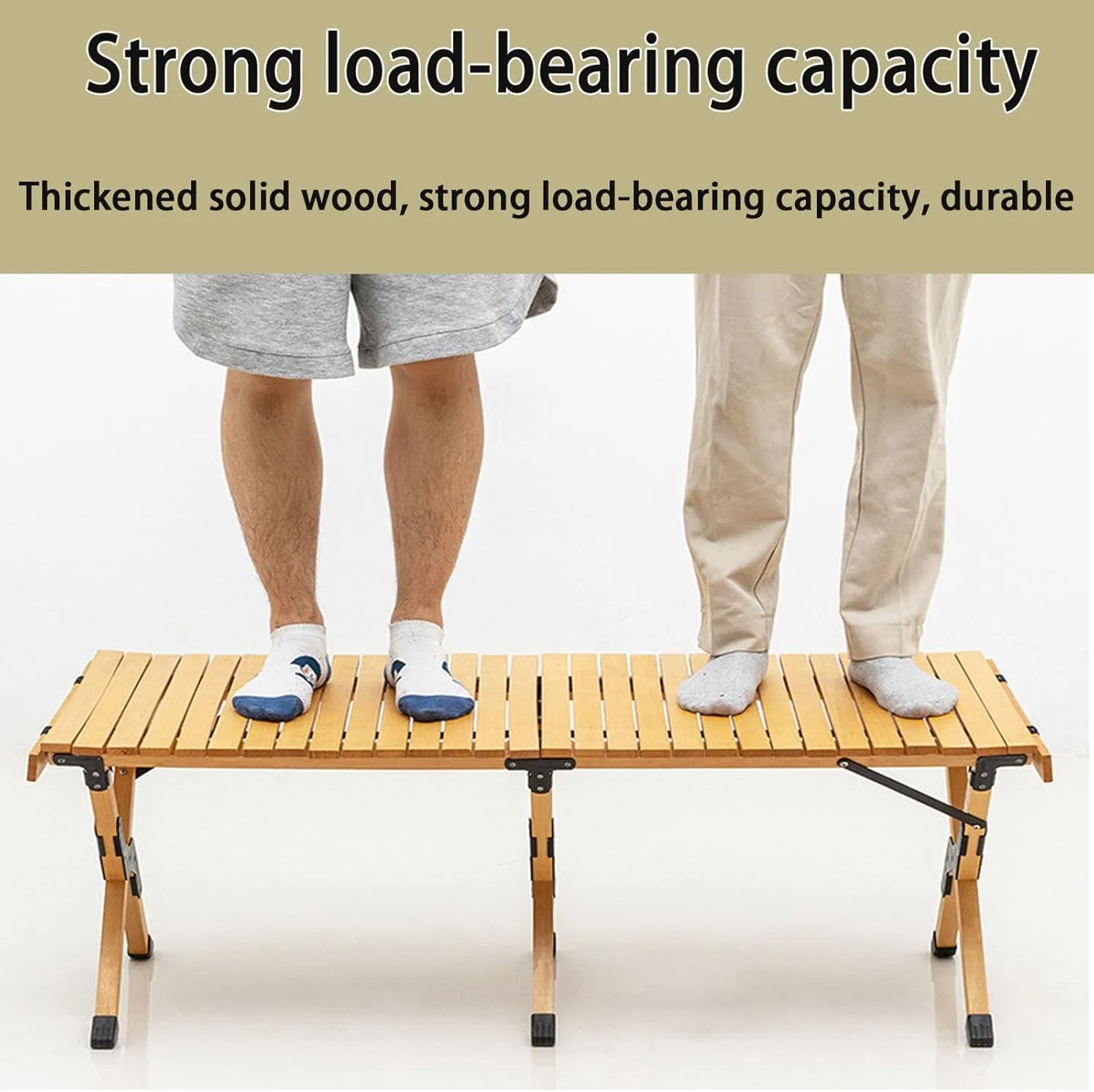 Camping Table Lightweight Foldable Table, Portable Camping Table with Aluminum Roll-Up Tabletop, Stable and Load-Bearing for Outdoor Camping Brown 23.6in*17.7in*16.5in