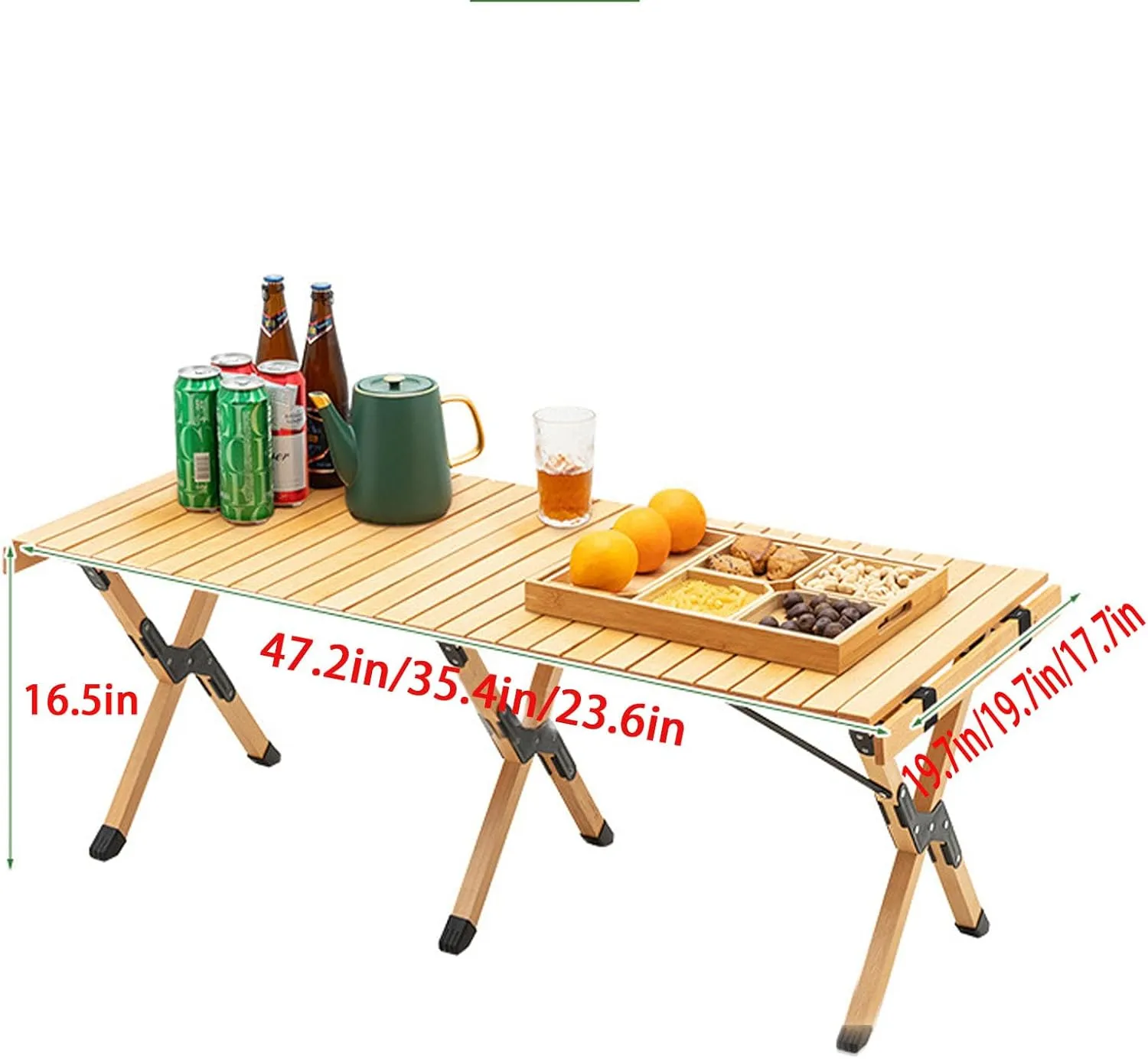 Camping Table Lightweight Foldable Table, Portable Camping Table with Aluminum Roll-Up Tabletop, Stable and Load-Bearing for Outdoor Camping Brown 23.6in*17.7in*16.5in