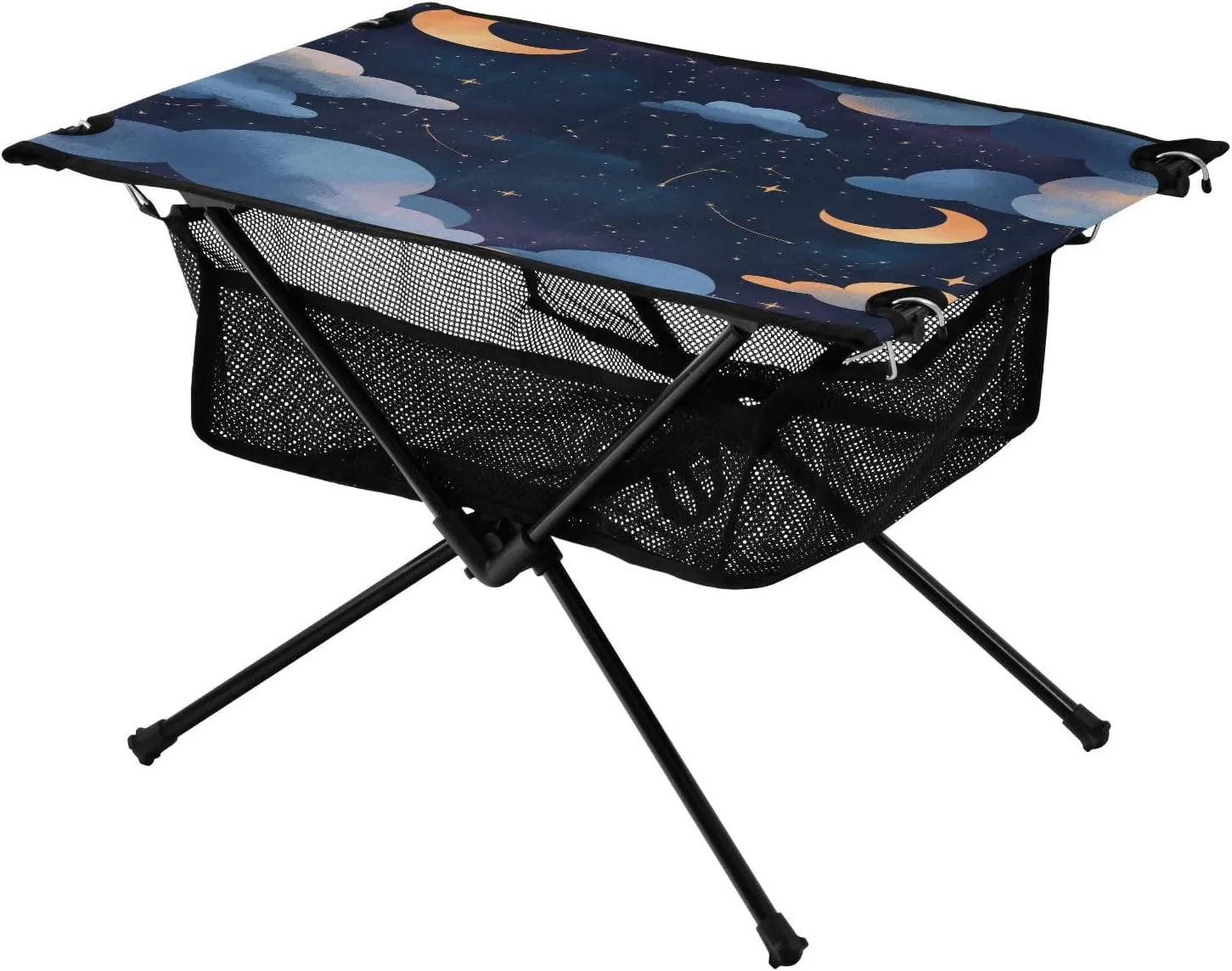 Camping Table Lightweight Portable Folding Table with Mesh Storage Net Cloud Night Star Moon Ideal for Camping Hiking Beach Picnic Travel Backyard