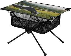 Camping Table Lightweight Portable Folding Table with Mesh Storage Net Cow Grass Ideal for Camping Hiking Beach Picnic Travel Backyard