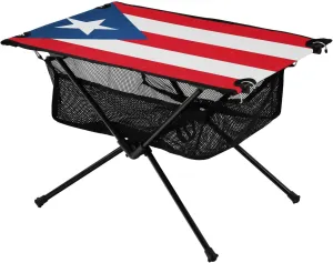 Camping Table Lightweight Portable Folding Table with Mesh Storage Net Flag of Puerto Rico Ideal for Camping Hiking Beach Picnic Travel Backyard