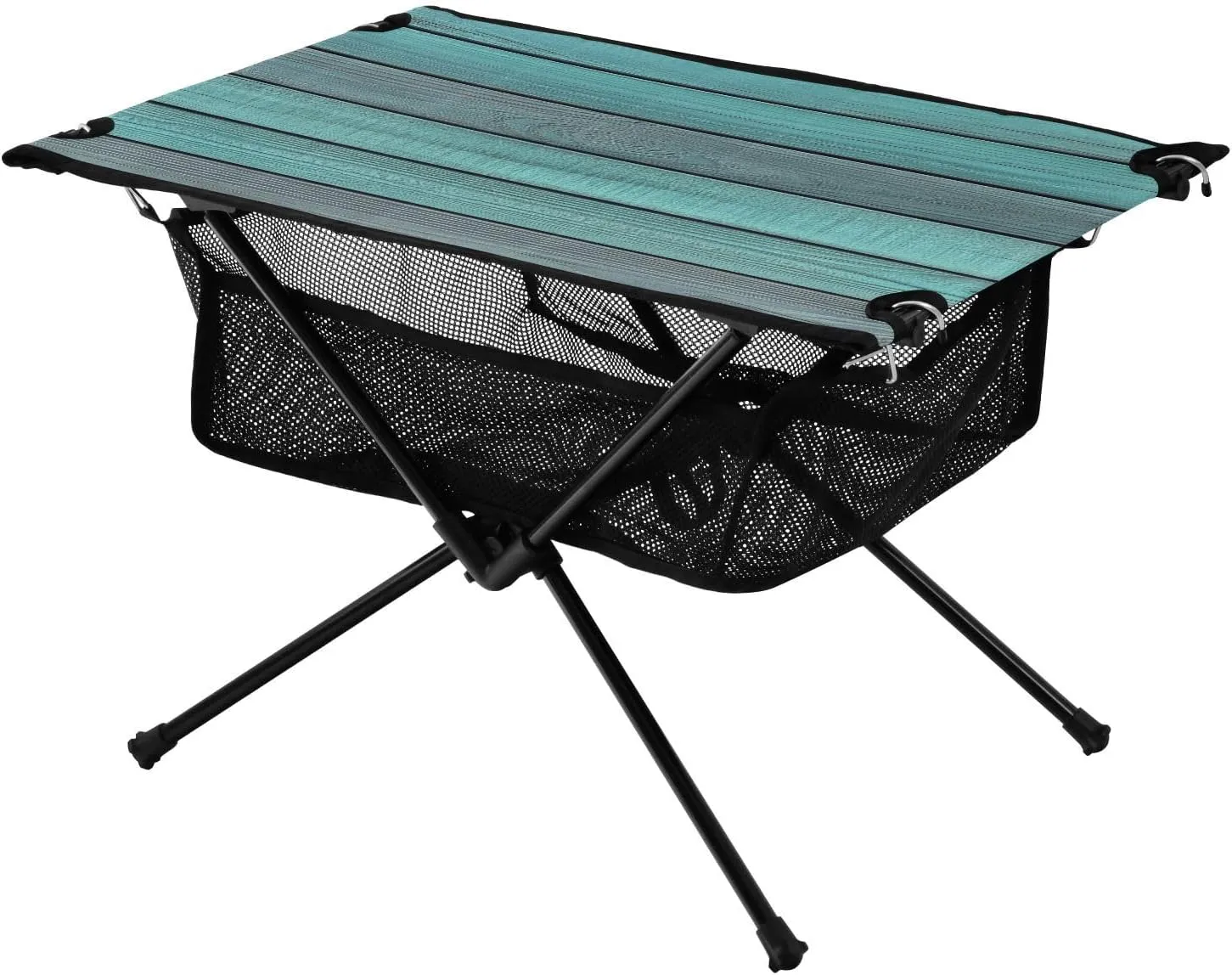 Camping Table Lightweight Portable Folding Table with Mesh Storage Net Wood Grain Blue Ideal for Camping Hiking Beach Picnic Travel Backyard