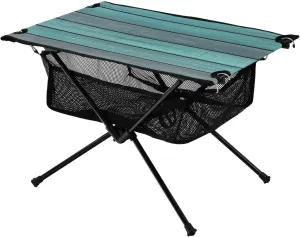 Camping Table Lightweight Portable Folding Table with Mesh Storage Net Wood Grain Blue Ideal for Camping Hiking Beach Picnic Travel Backyard