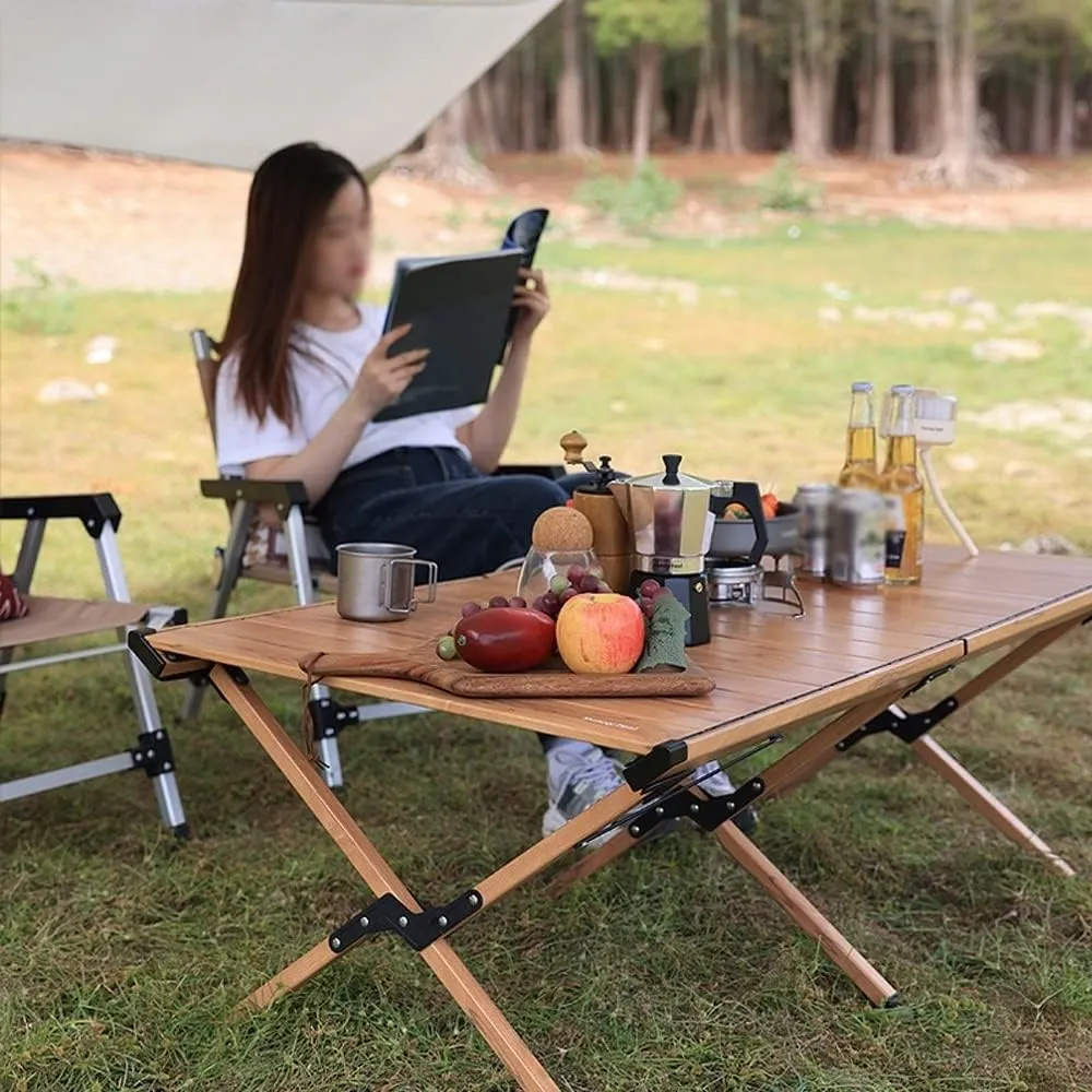 Camping Table, Portable Folding Table Ultra Lightweight Folding Camp Table Aluminum Roll Up Table Top with Carry Bag for Outdoor Travel Backyards BBQ (Gray : A)