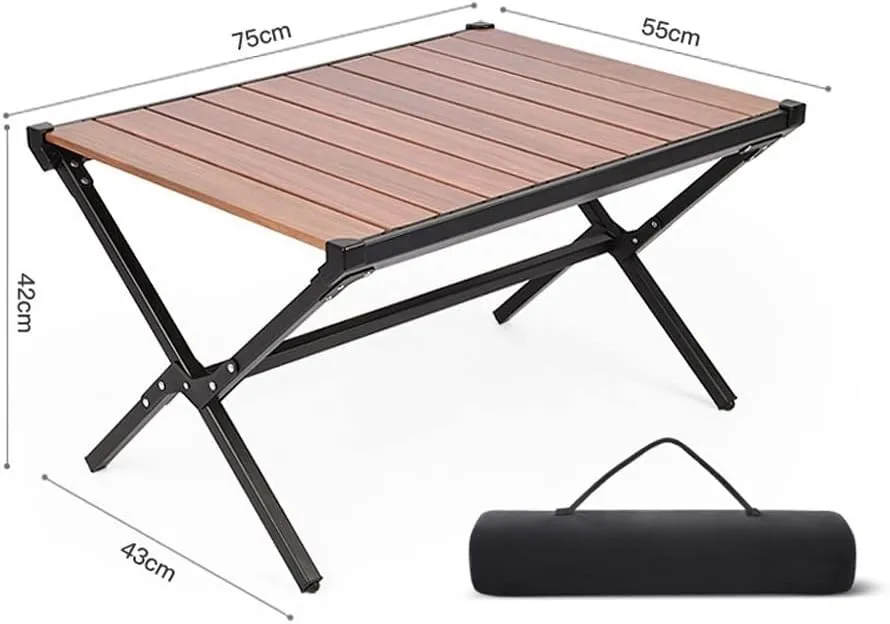 Camping Table, Portable Folding Table Ultra Lightweight Folding Camp Table Aluminum Roll Up Table Top with Carry Bag for Outdoor Travel Backyards BBQ (Gray : A)